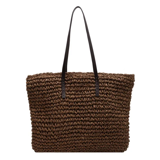 Summer Vacation Female Leisure Forest Style Straw Bag Coffee - Shop at LoveMi