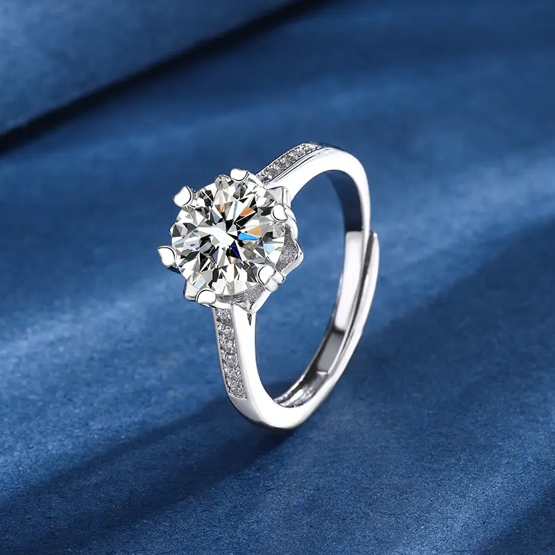 Snowflake Three-piece Simulation Moissanite Ring Necklace And Earring Suit
