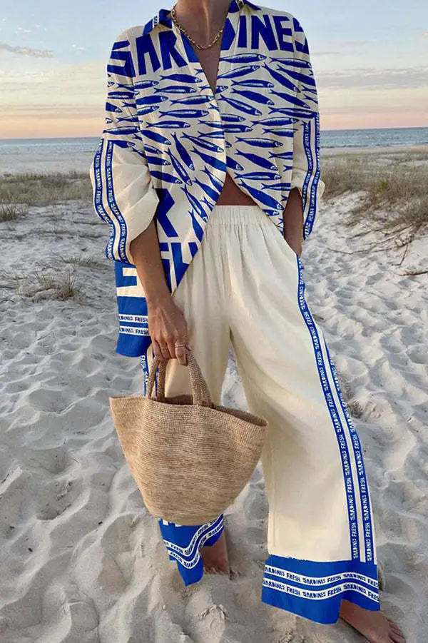 Creative Fish Shading Casual Suit Loose Sports Wide leg Pants 5 Models D031C369 2Xl - Shop at LoveMi