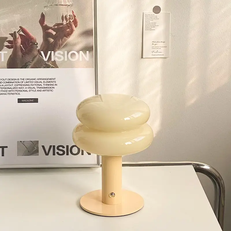 Glass Mushroom Charging Small Night Lamp