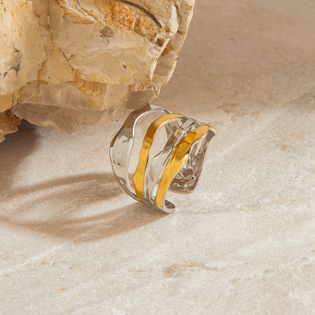 Stainless Steel Wave Open Ring, picture 2 of 5