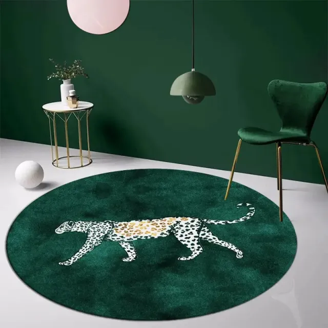 American Retro Leopard Crystal Velvet Carpet Green - Shop at LoveMi