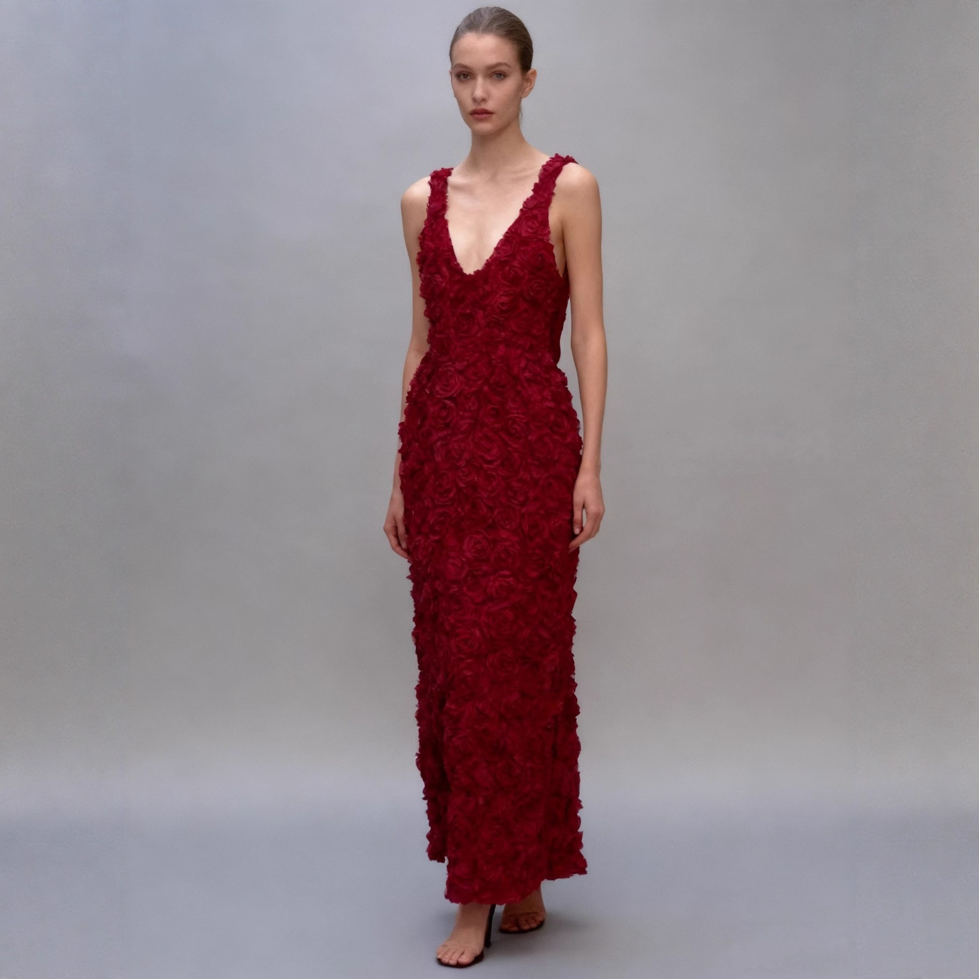 Womens Solid Color Versatile V-neck Vest-style Dress