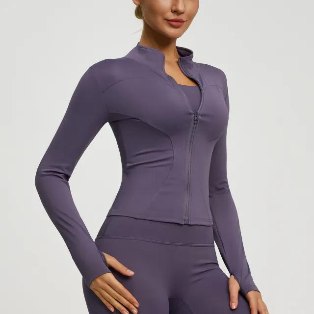 Fashion Casual Slim fit Yoga Wear Women's Coat Sauce Tomato Purple - Shop at LoveMi