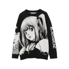 Women's Fashionable Simple Underwear Crew Neck Loose Sweater Top - Black - View 1
