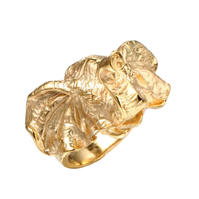 Vintage Elephant Titanium Steel Men's Ring Gold - Shop at LoveMi