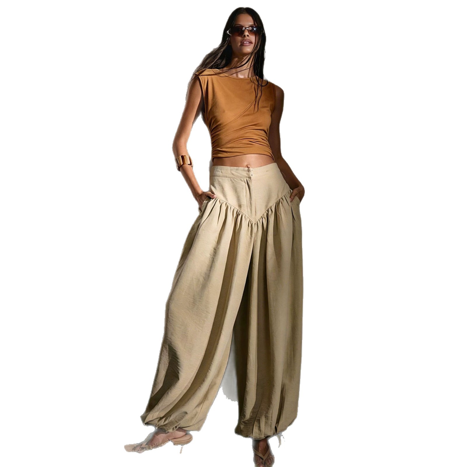 Cropped Vest And High-waisted, Loose-fitting Wide-leg Pants Set 3