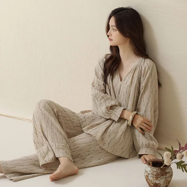 Autumn Woven Cotton Gauze Long Sleeves New Men's And Women's Casual Wear 5E5018 Female - Shop at LoveMi