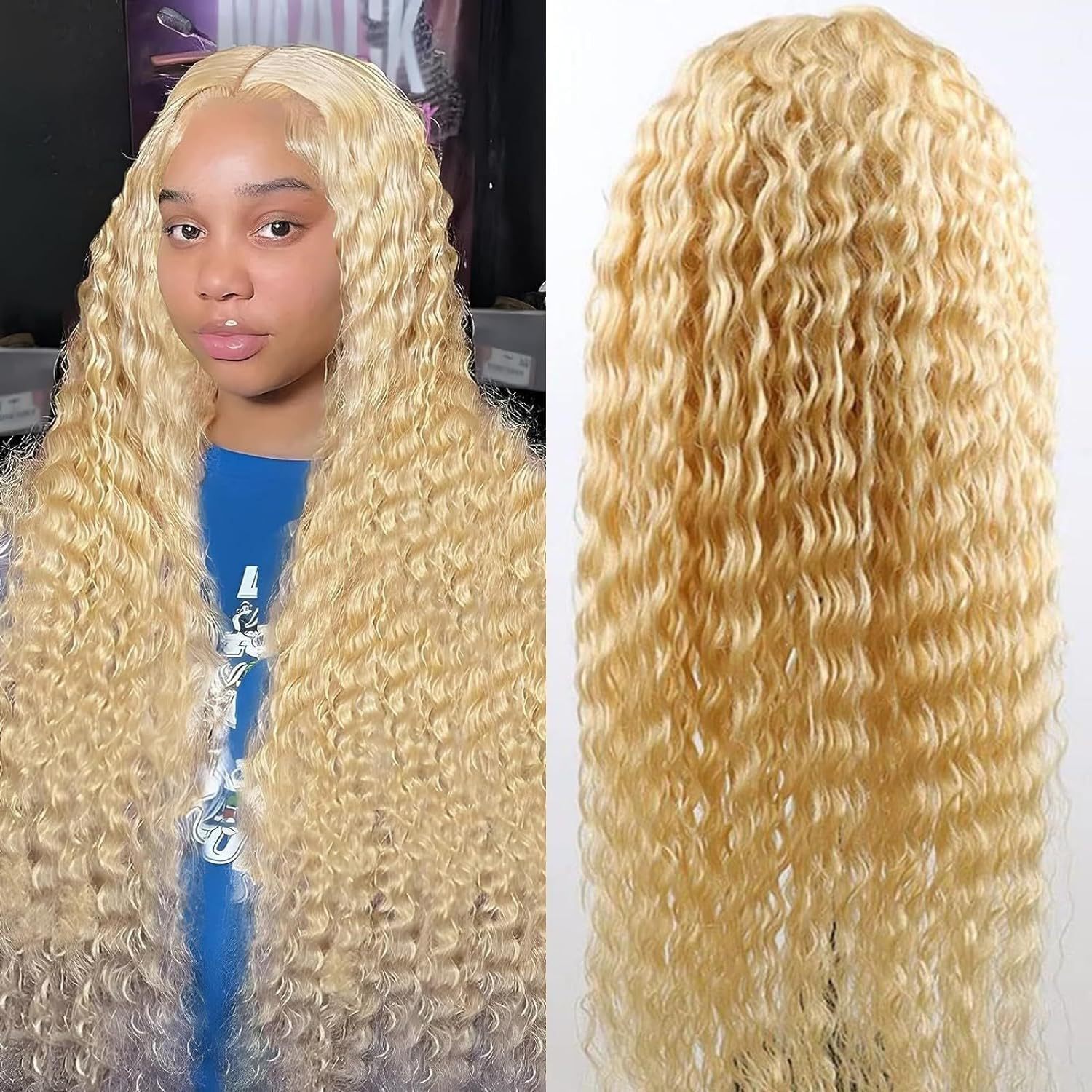 European And American Ladies Front Lace Synthetic Wigs Gold - Shop at LoveMi