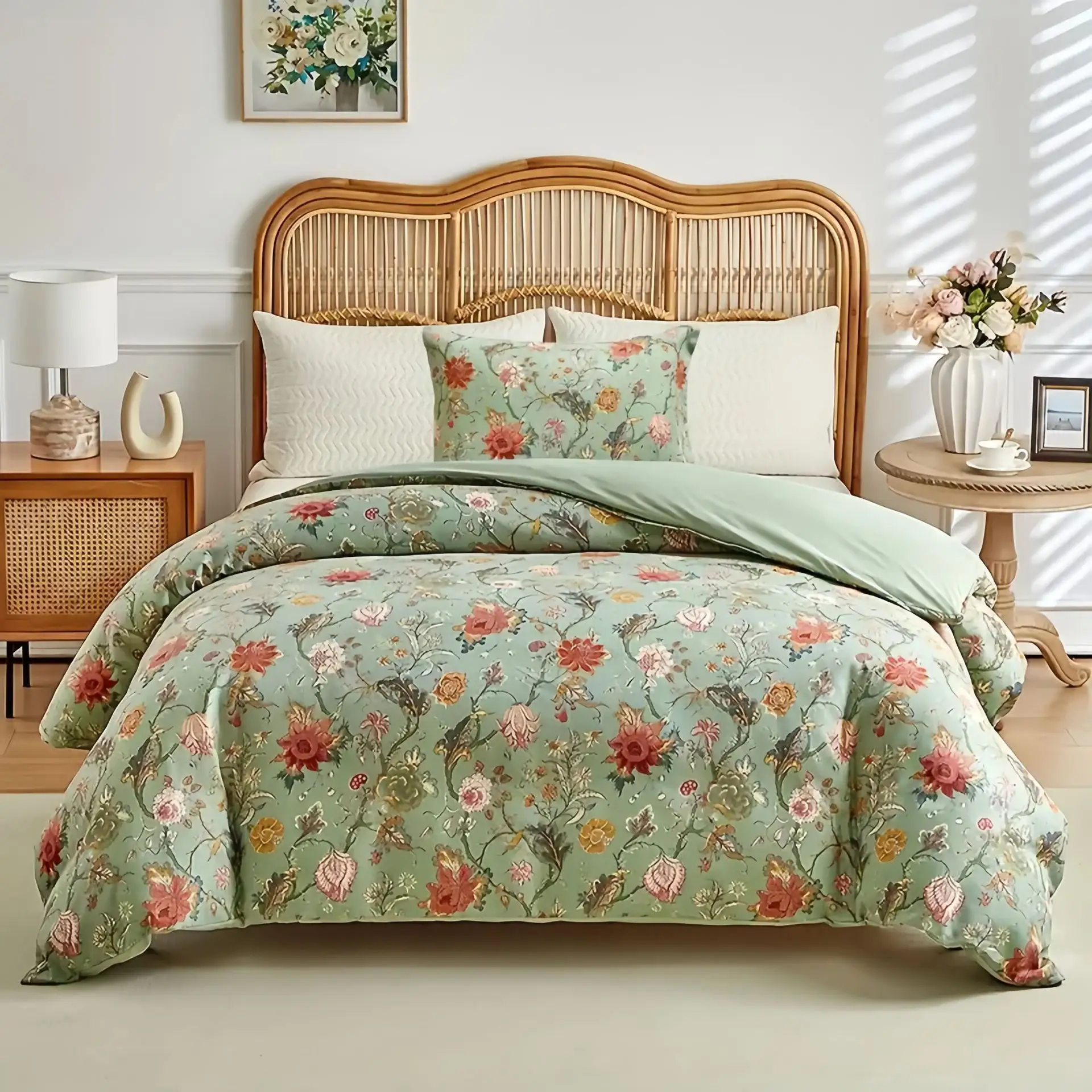 Cotton Flower Four-Piece Bed Sheet Duvet Cover