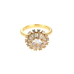 Temperament Super Shiny SUNFLOWER Simple And Stylish Personality Ring - Gold - View 1