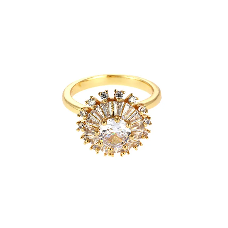 Temperament Super Shiny SUNFLOWER Simple And Stylish Personality Ring - Gold