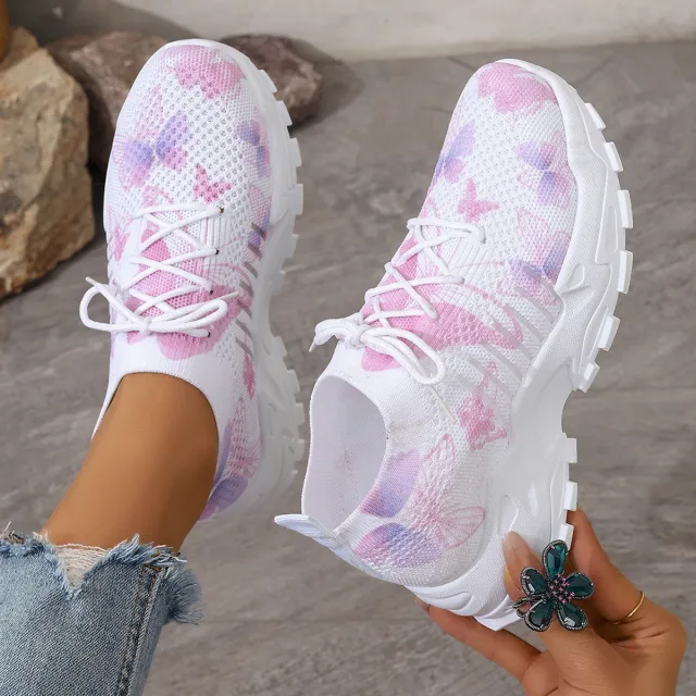 Flying Woven Shoes All match Non slip Wear resistant Sneakers Pink - Shop at LoveMi