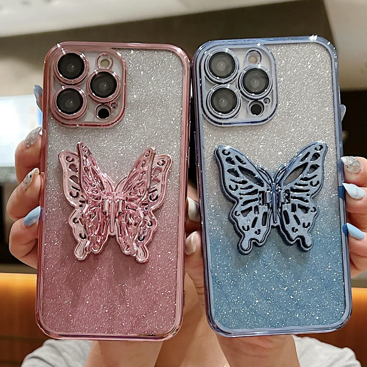 Hollow Butterfly Phone Case Gradient Transparent Plating