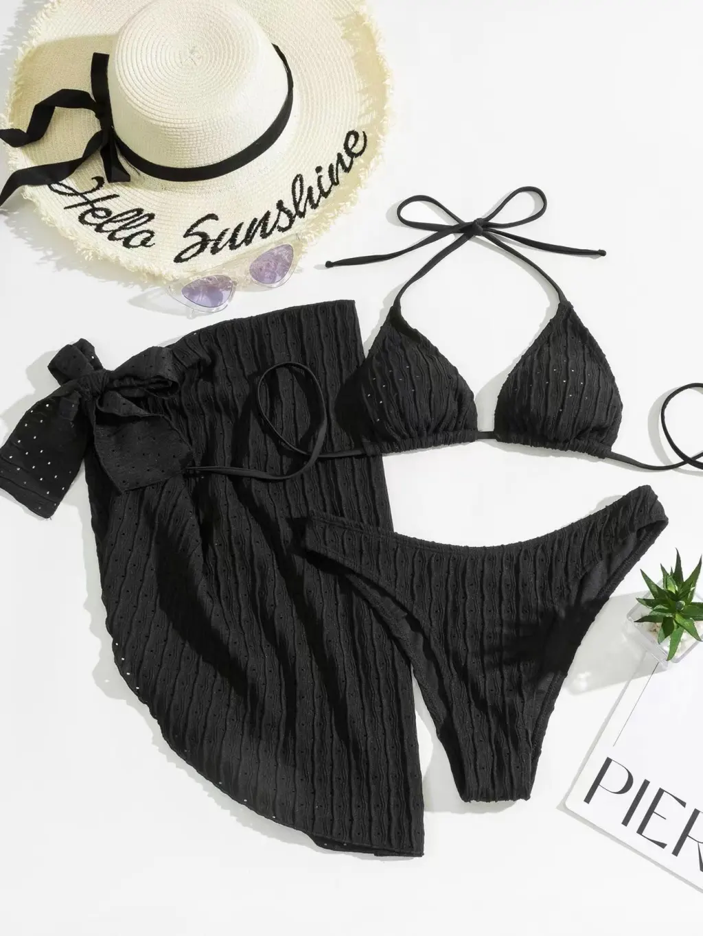 Swimsuit Backless Drawstring Banded Bikini Suit - Black