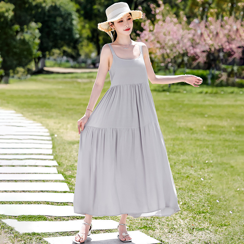 Beach Vacation French Style Floral Maxi Dress