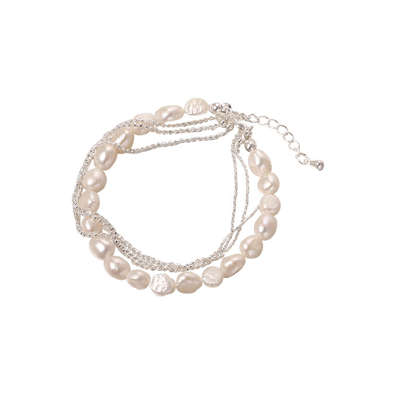 Freshwater Pearl Metal Chain Bracelet For Women