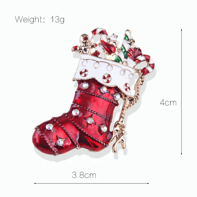 Women's Fashion Simple Geometric Christmas Brooch Xz4595 Red Boots - Shop at LoveMi