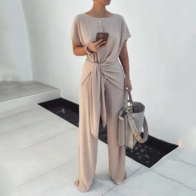 New Fashionable Knitted Pleated Lace up Graceful And Fashionable Suit Pants Milky White - Shop at LoveMi