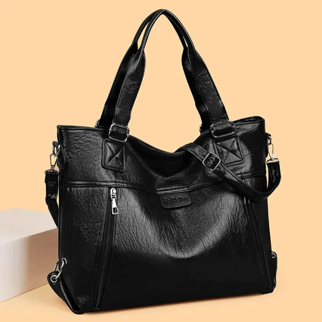 Retro Soft Leather Handbag Fashion Commuter Shoulder Messenger Bag Black - Shop at LoveMi