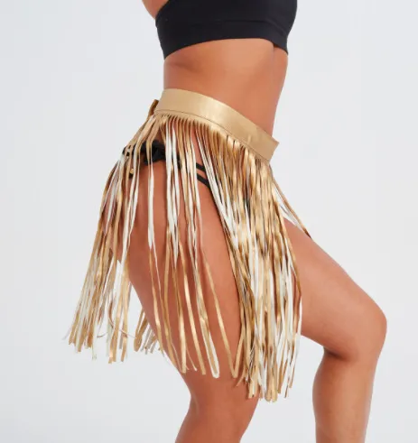 Summer New Women's Clothing Sexy Tassel Splicing Skirt Gold - Shop at LoveMi