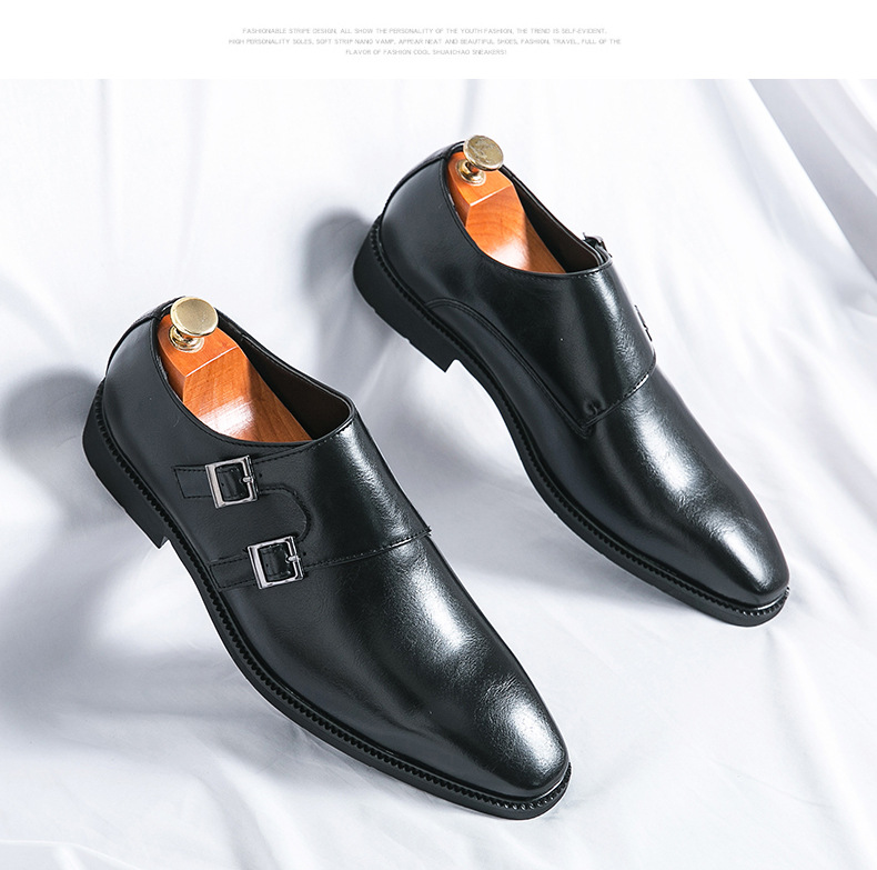 Business Formal Wear Leather Shoes Men's Casual Three Joint Pumps Mengke Buckle Office Wedding Shoes