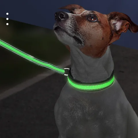 LED Luminous Nylon Mesh Pet Collar Type-c Charging Port