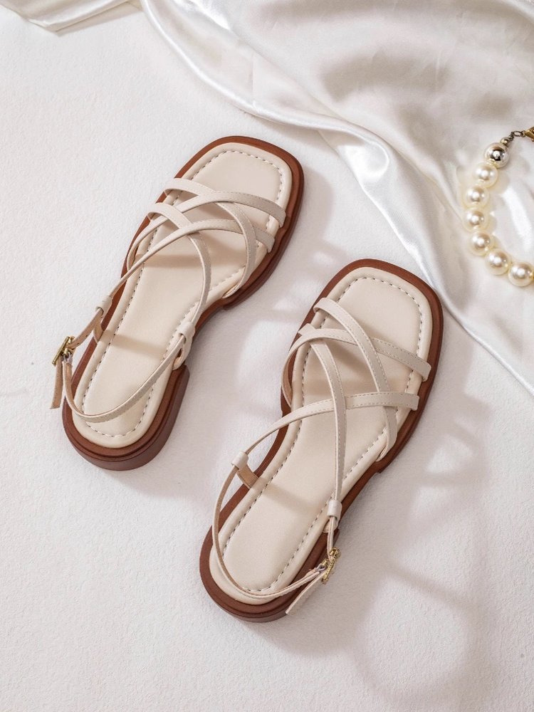 Faux Leather Crisscross Sandals, picture 5 of 6