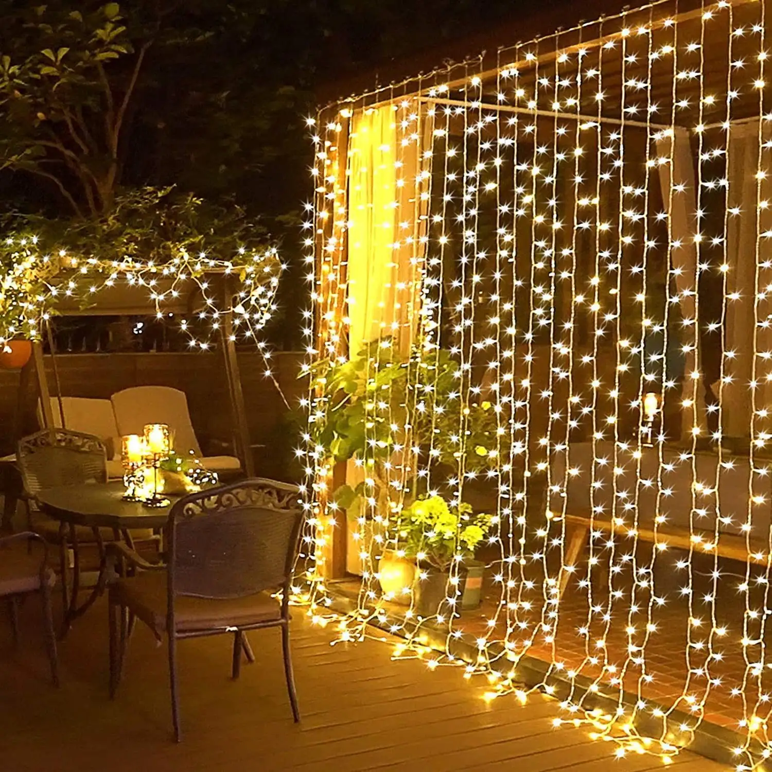LED Curtain Icicle Waterfall Backdrop Fairy Waterproof Colored Lights
