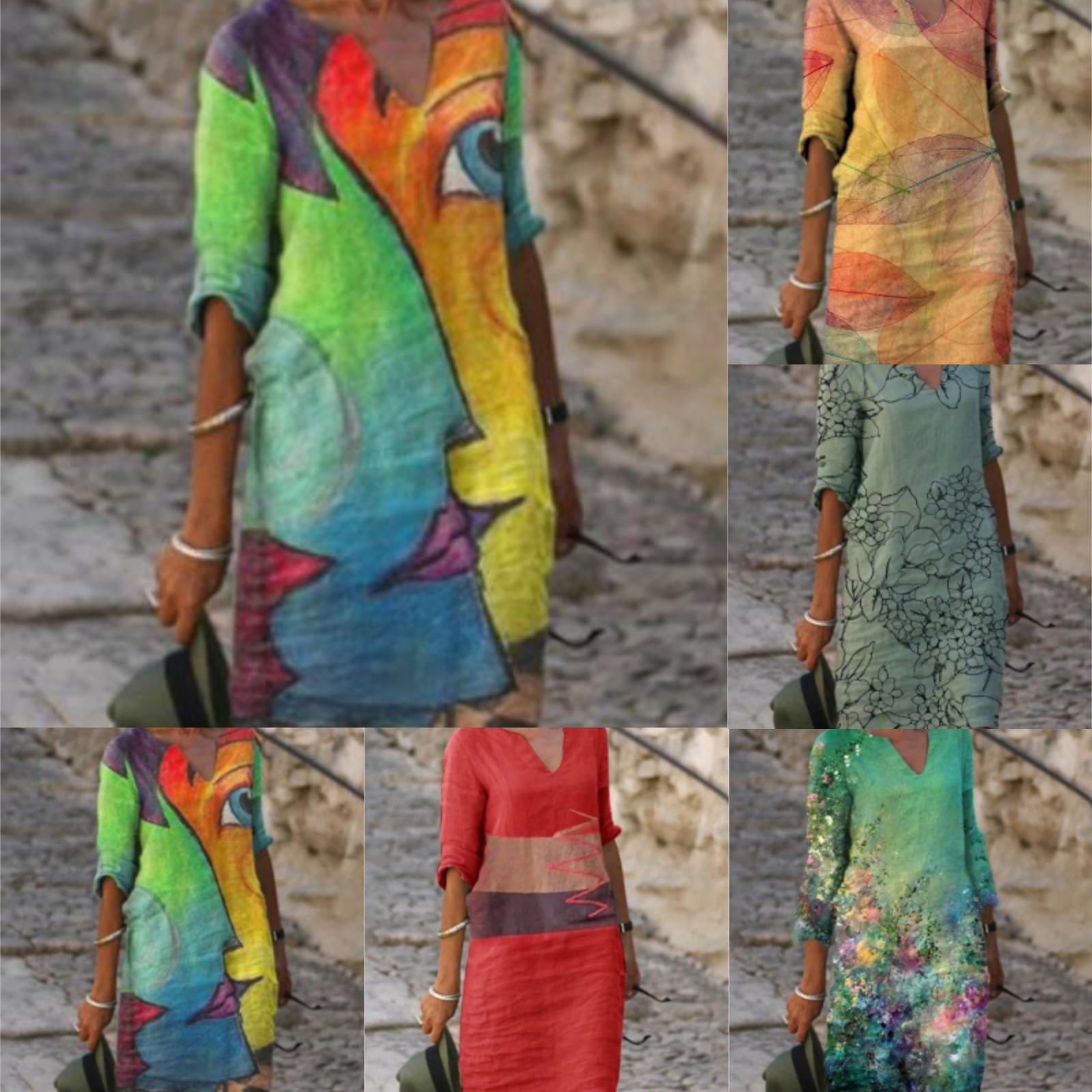 Womens Fashionable Loose-fit Plus-size Casual Dress