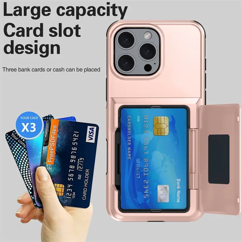 Solid Color Simple Flip Bracket Card Phone Case