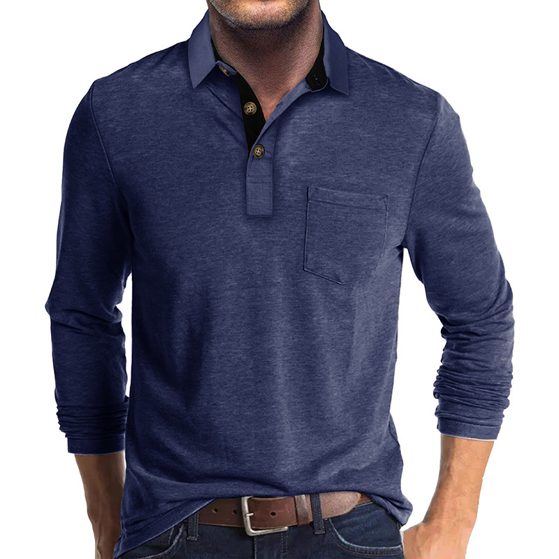 Mens Long-sleeve Lapel T-shirt Winter Base Layer Top