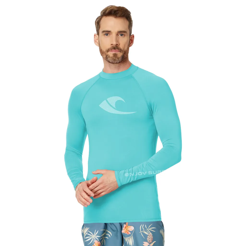 Summer Swimsuit Long Sleeve T-shirt Men's Quick-drying Sun-proof Workout Clothes - Blue