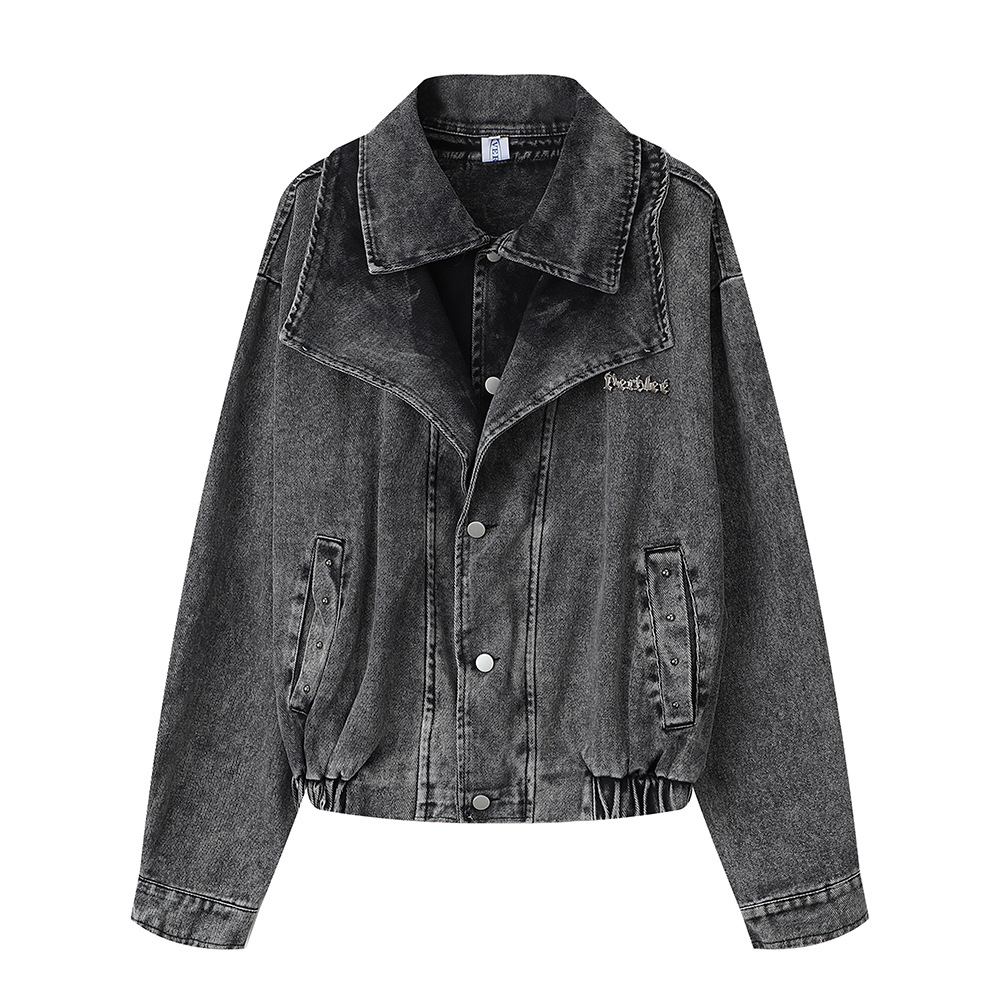 Guochao High Street Fake Two-piece Denim Jacket