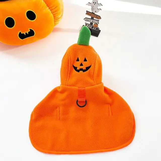 Cat Halloween Pet Cloak Cute Dog Clothes Orange Pumpkin - Shop at LoveMi