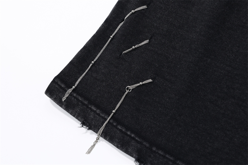 Distressed Washed Water Worn Loose Shorts For Men Retro