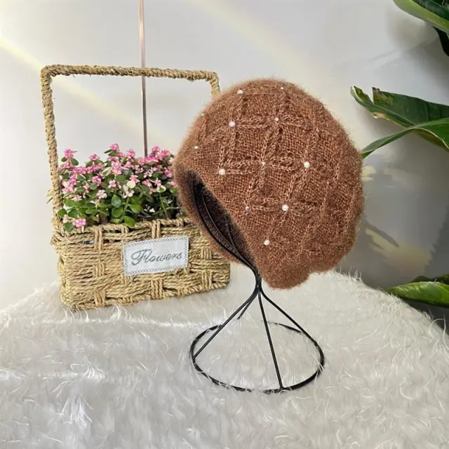Ladies Squirrel Plush Thread Pile Hat Khaki - Shop at LoveMi