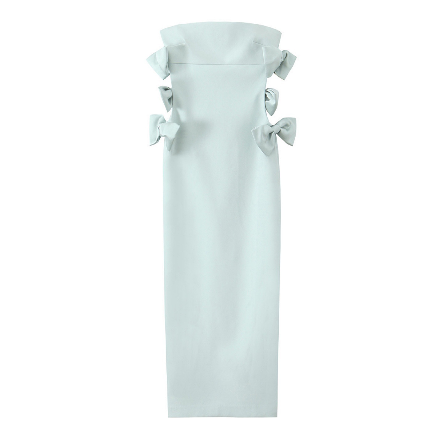 Women's Slim-fit Silk Satin Texture Bowknot Decoration Midi Skirt Dress