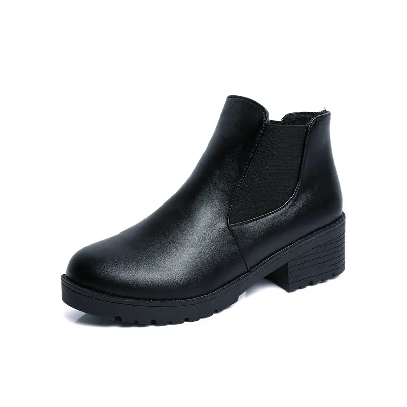 Women's Low-cut Chunky Heel Ankle Boots - Black