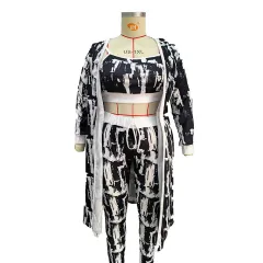 Top Sling High-waisted Trousers Casual Temperament Three-piece Suit - White - View 1