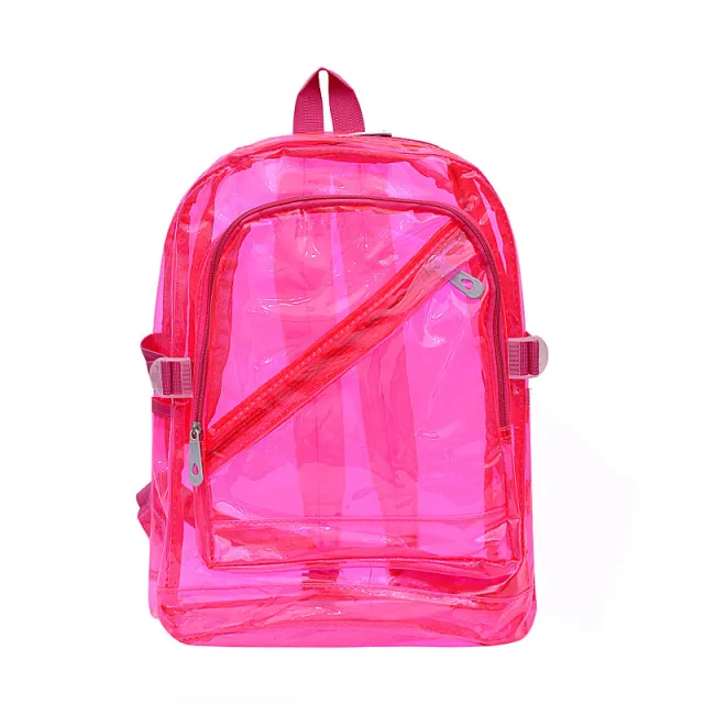 New Backpack Student Schoolbag Transparent Jelly Pack Waterproof Rucksack Plastic Backpack Rose - Shop at LoveMi