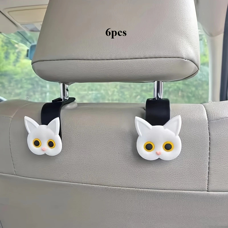 Car Seat Rear Back Hook Cartoon Cute – White, 1pcs