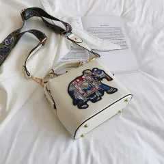 Korean Style Versatile Wide-strap Crossbody Bag - White - View 1