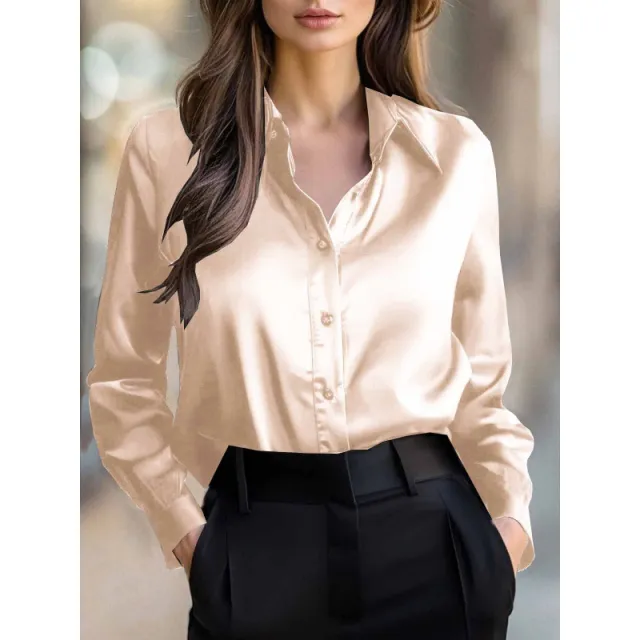 Elegant Long sleeve Womens Blouse With A Refined Champagne Xxl - Shop at LoveMi