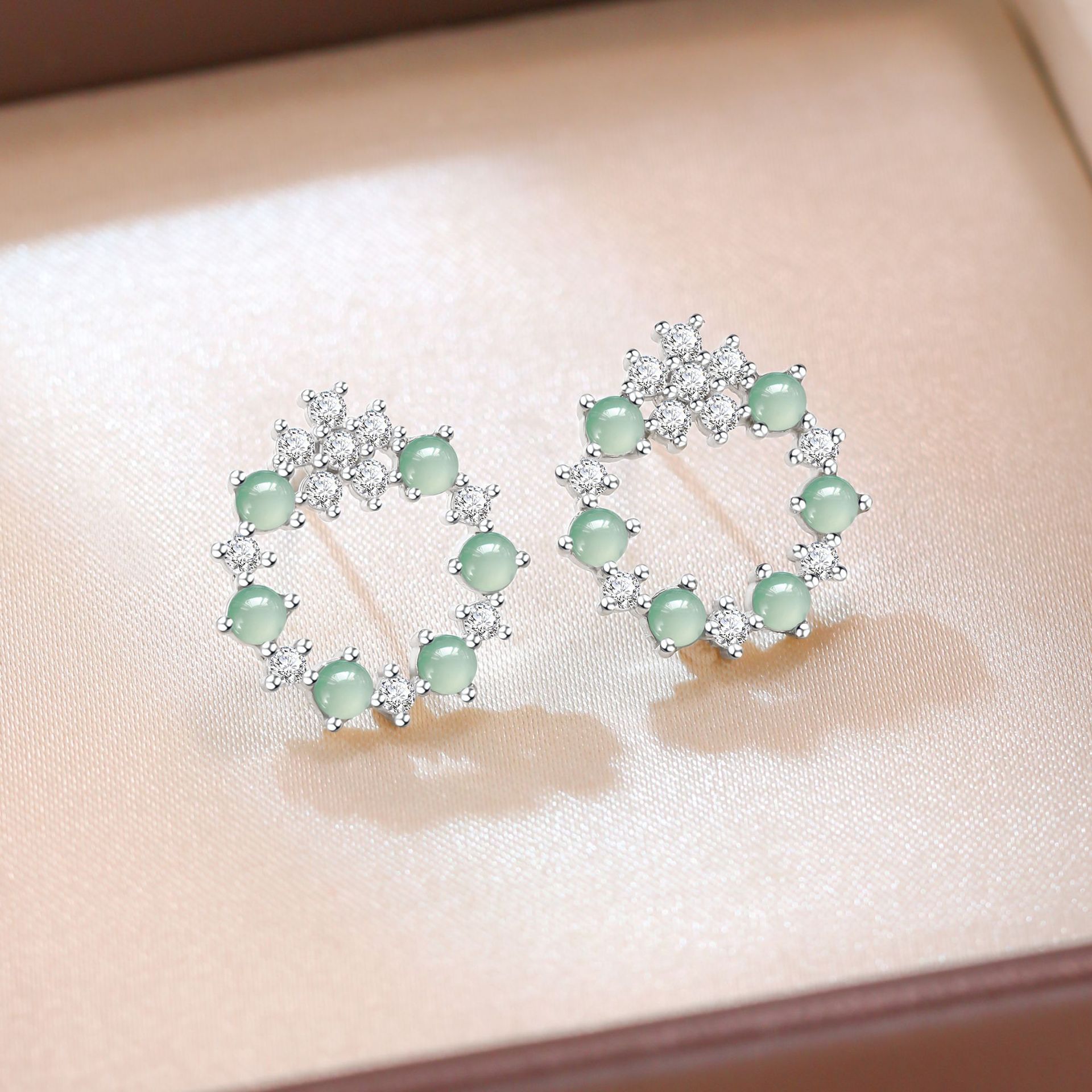 Arrival Fresh And Chic Blue Jade Round Hoop Earrings