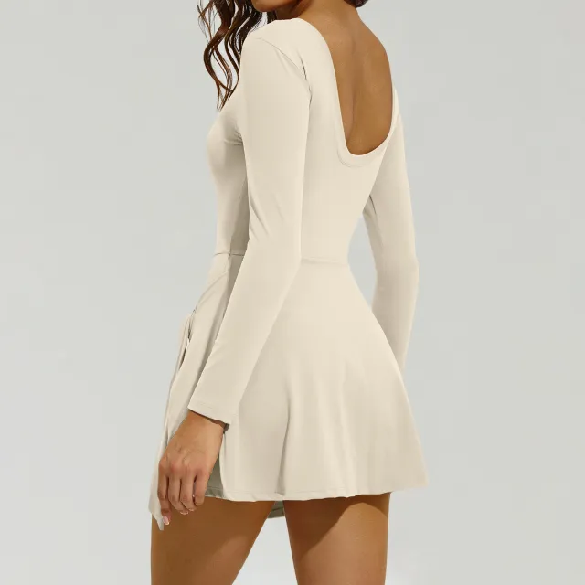 Yoga Clothes Women's Anti exposure Tight One piece Shorts Off White - Shop at LoveMi