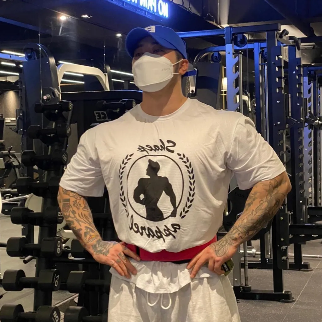 Men's Printed Fitness Short Sleeve Men's Running Training Breathable And Loose T-shirt - White