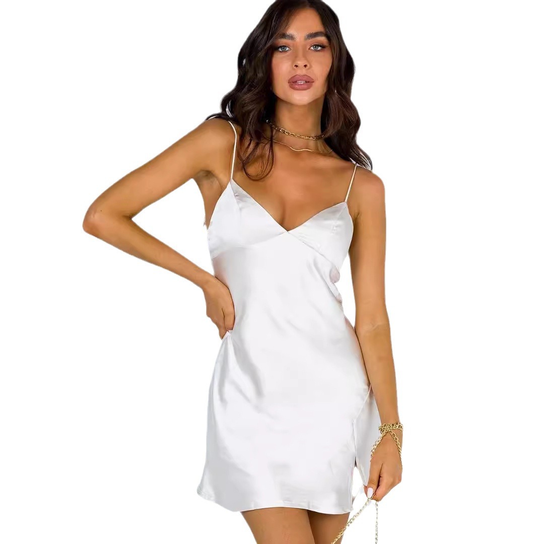 فستان نسائي بلا أكمام وبدون ظهر بحمالات