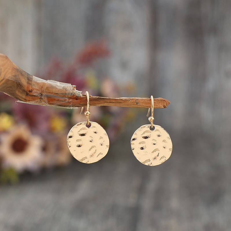 Simple Golden Small Disc Alloy Earrings