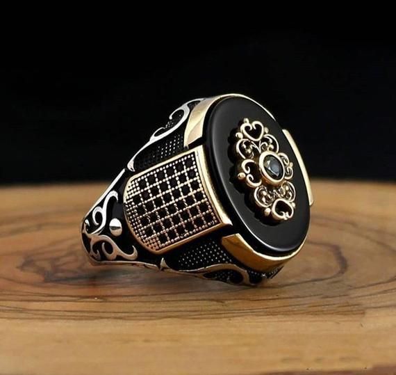 Black Crown Men's Ring Middle East Ancient Silver